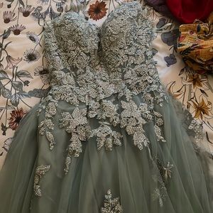 Silver and Sage dress prom dress